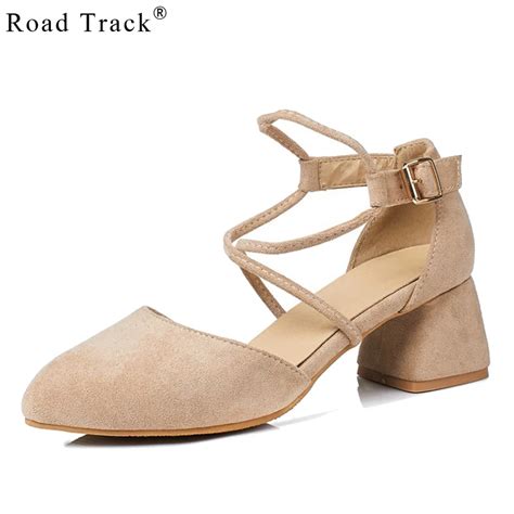 Road Track High Heels Ankle Strap Dress Shoes Women Wedding Shoes Pumps