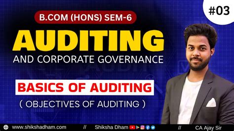 Auditing And Corporate Governance For Bcom Objectives Of Auditing