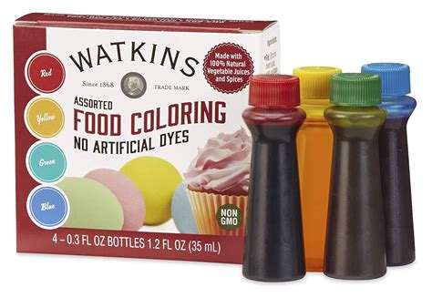 Buy Watkins Assorted Food Coloring, 1 Each Red, Yellow, Green, Blue, Total Four .3 oz bottles ...