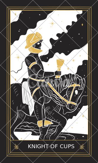 Knight Of Cups Minor Arcana Tarot Card In Vector Canva