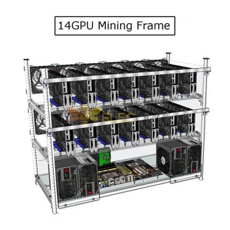 Mining Rig Frame Open Air 14 GPU Miner Mining Frame Rig Case With 12 LED Fans For ETH ZCash