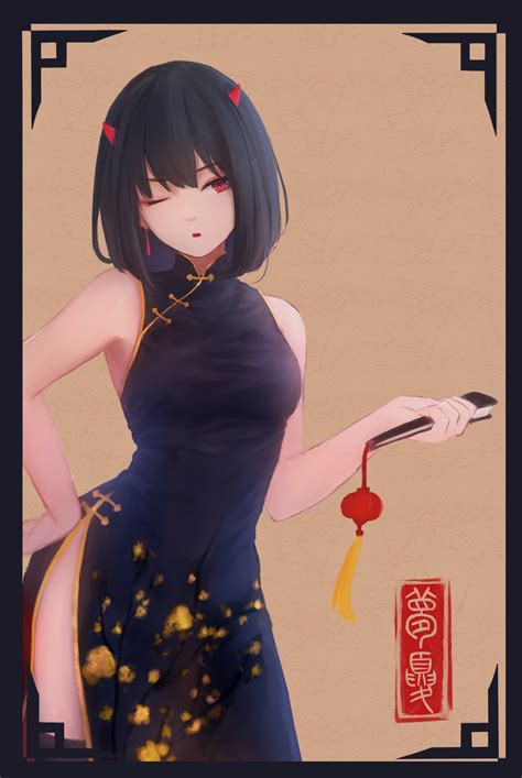 Safebooru 1girl O Bare Arms Bare Shoulders Black Dress Black Hair Black Legwear Breasts Brown