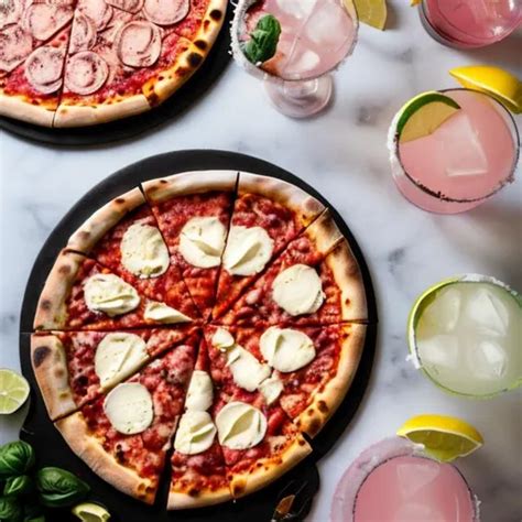 Neopolitan Style Pizza And White Margarita Cocktail Openart