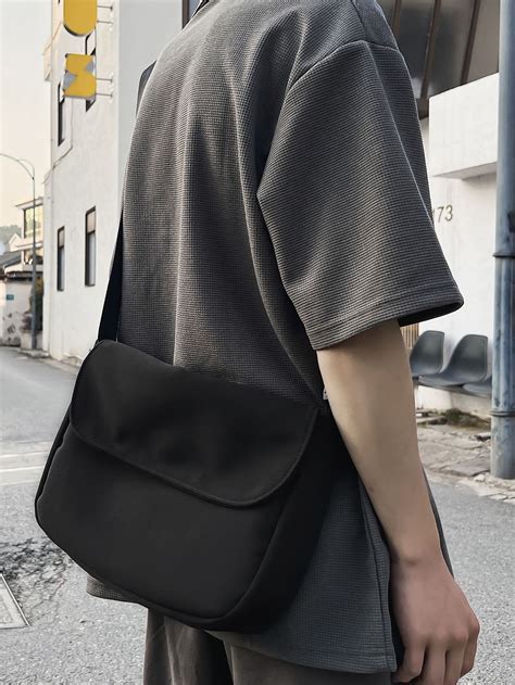 Minimalistische Herren Umhängetasche Mit Klappe Schultasche Für Reisen