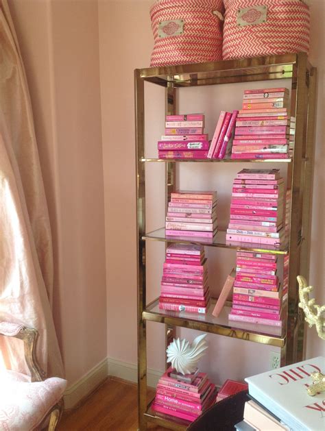 Pink Books On Gold Shelf Pink Bookshelves Pink Bedroom Decor Pink