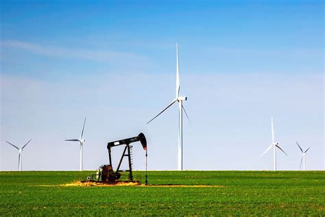 Pump Jack Wind Farm Photography Pumpjack And Wind Turbines Print