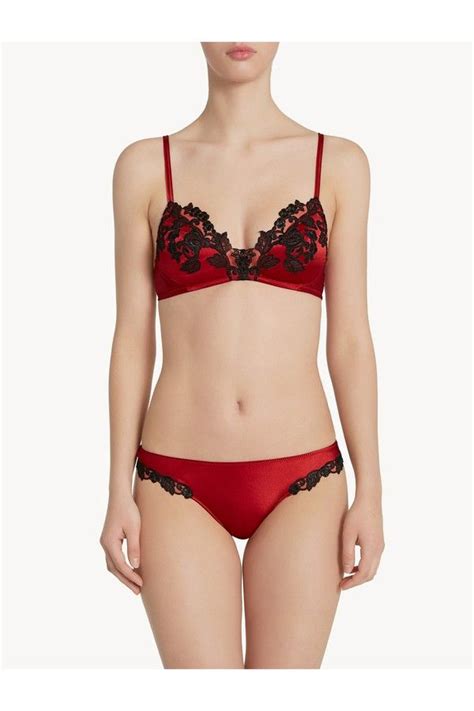 La Perla Red Silk Triangle Bra With Black Frastaglio Red Artofit