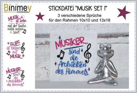 Stickdatei Sprüche Musik Set 1 Binimey