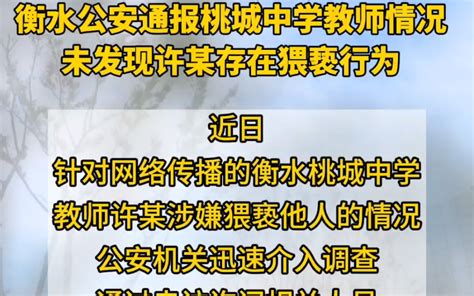 衡水公安通报桃城中学教师情况，未发现许某存在猥亵行为 哔哩哔哩 Bilibili