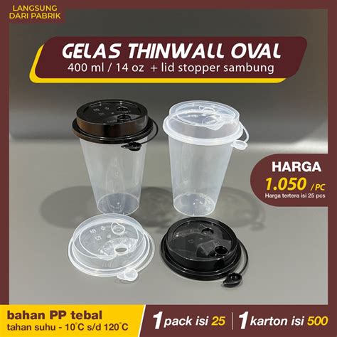 Jual Gelas Thinwall Oval Ml Oz Tutup Isi Pcs Gelas Pp