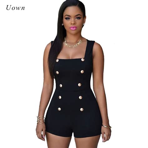 Women Black One Piece Fitted Jumpsuits Summer Sleeveless Playsuit