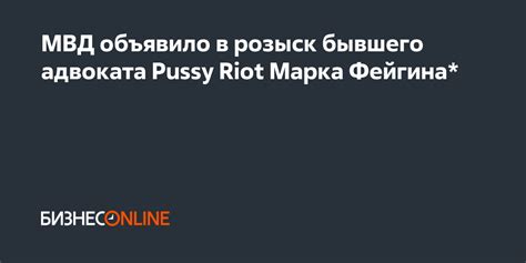 МВД объявило в розыск бывшего адвоката Pussy Riot Марка Фейгина