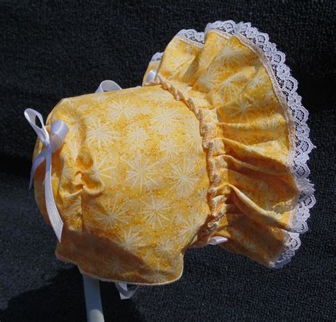 New Handmade Yellow Summer Bonnet With 38 White Satin Etsy