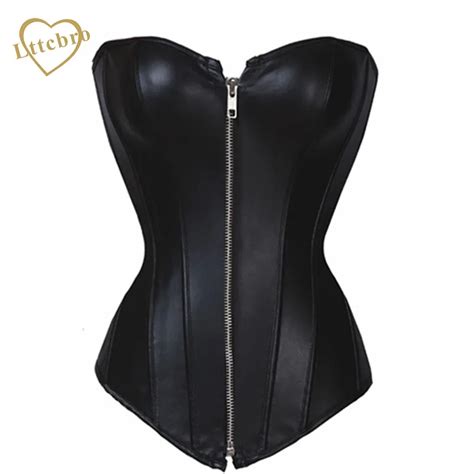 Zipper Faux Leather Corset Waist Trainer Plus Size Steampunk Corset