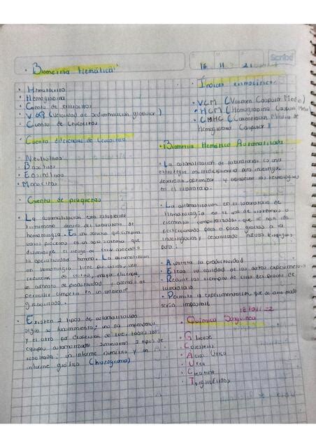 Apunte análisis clínicos Biometría hemática Sharon Velazquez A uDocz