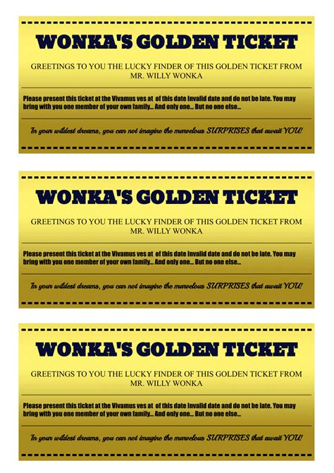 Printable Wonka Golden Ticket Template Fillable Form 2023