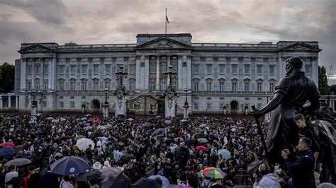 Crowds Sing God Save The Queen Outside Buckingham Palace