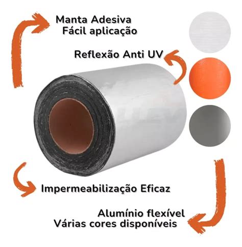 Manta Asfáltica Adesiva Aluminizada 10cm X 10m CONSTRUAÇO