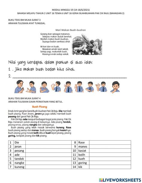 Kssrpk Bm Tahun 2 Unit 16 Part2 Worksheet Live Worksheets