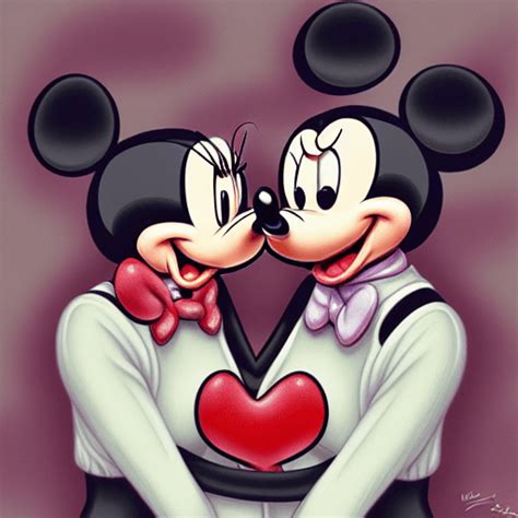 Old Mickey Mouse And Minnie Mouse Kissing