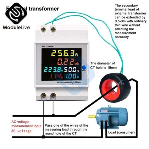 D Din Rail Ac Monitor In V V V A Voltage Current