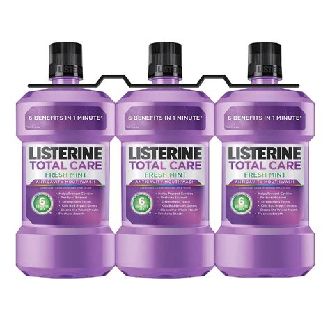 Listerine Total Care Fresh Mint Anticavity Mouthwash 3 Pk 1L