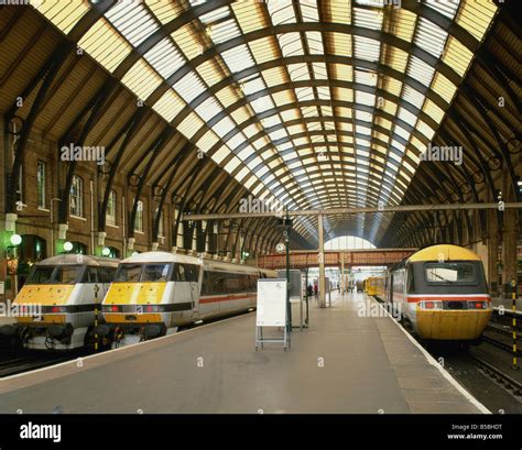 Intercity Trains And Platform At Kings Cross Station In London England