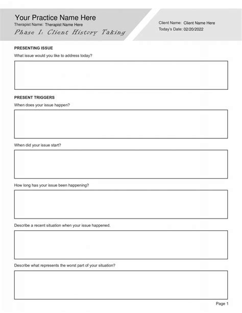 EMDR Phase 1: History Taking Worksheet (Editable, Fillable, Printable ...