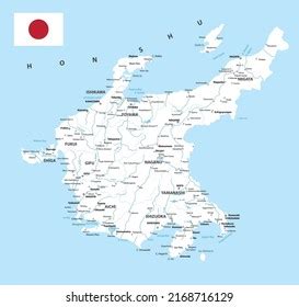 Chubu Map Map Japan Prefecture White Stock Vector (Royalty Free ...