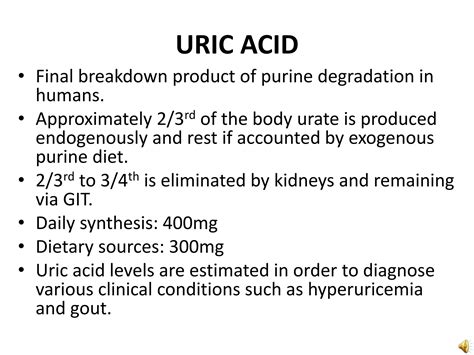 Estimation Of Uric Acid Levels In Blood Ppt