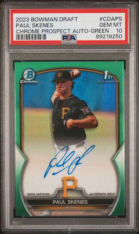 Paul Skenes 2023 Bowman Draft CDA PS Chrome DP Auto Green Refractor