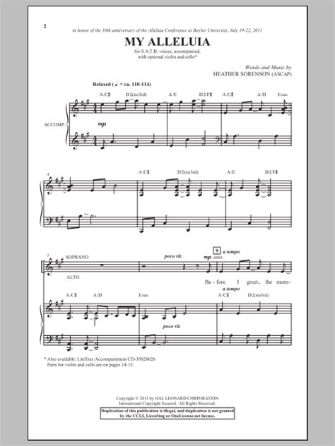 My Alleluia By Heather Sorenson Sheet Music For Satb Choir At Sheet