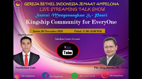 Live Streaming Talk Show GBI Ampelona 06 November 2020 YouTube