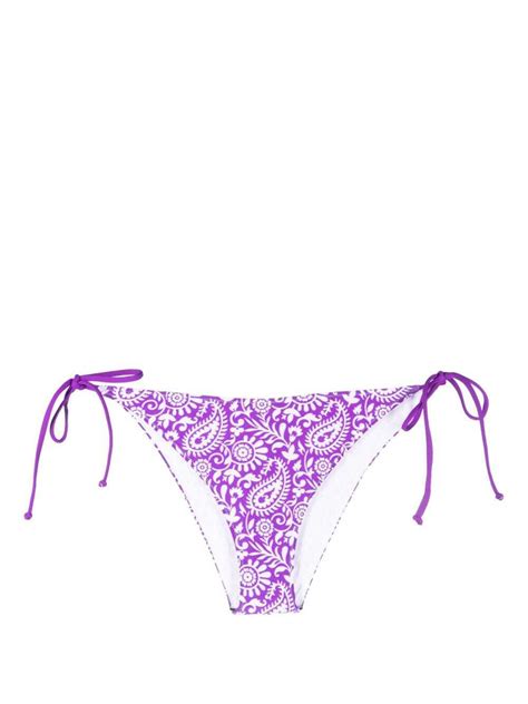 Mc Saint Barth Virgo Paisley Print Bikini Bottoms Purple Editorialist