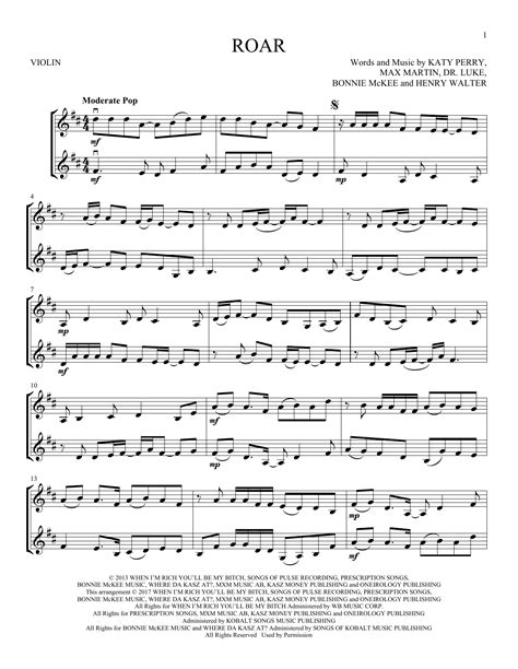 Katy Perry "Roar" Sheet Music Notes | Download Printable PDF Score 169662