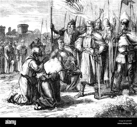 Charlemagne 747 814 King Of The Franks After The Siege Or Battle Of