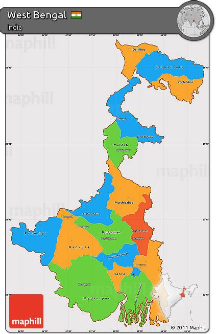 Free Political Simple Map Of West Bengal Cropped Outside