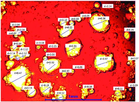 Water-in-oil emulsion photomicrograph taken on a Levenhuk MED D10T... | Download Scientific Diagram