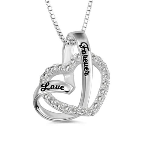 Sterling Silver Heart Necklace Love Forever Heart In Heart Necklac