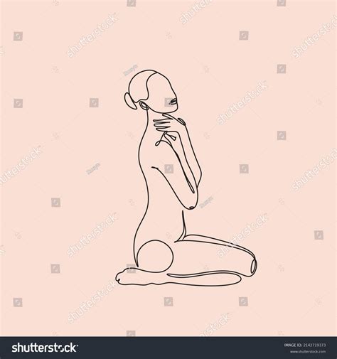 Naked Woman Standing Back One Line Stock Vector Royalty Free Shutterstock