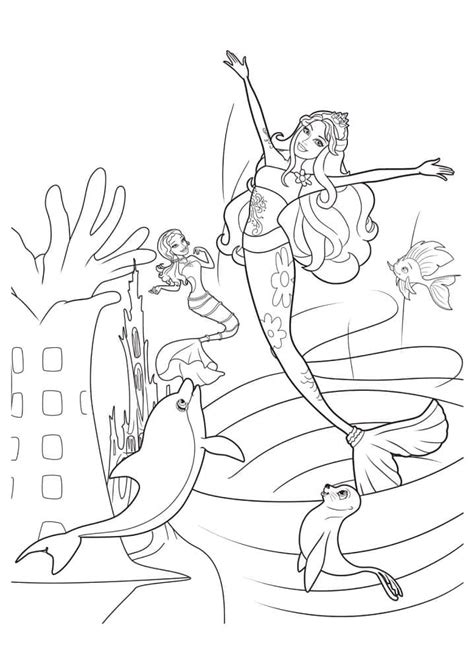 Coloriage Dessin de Barbie Sirène télécharger et imprimer gratuit sur