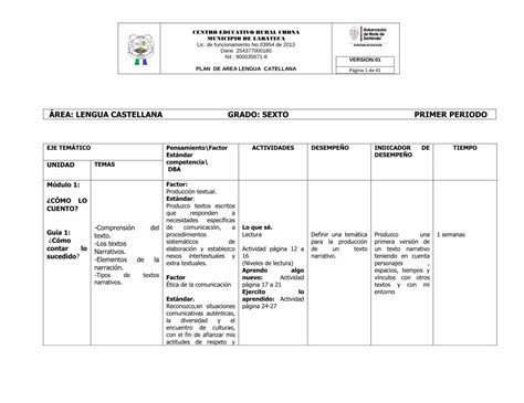 PDF ÁREA LENGUA CASTELLANA GRADO SEXTO PRIMER PERIODO DOKUMEN TIPS