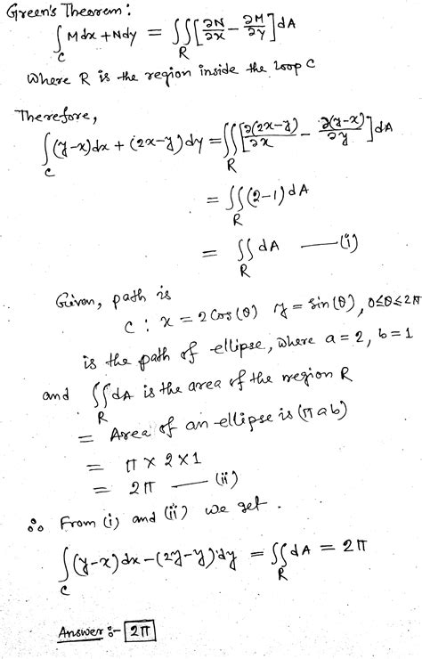 [solved] Use Green S Theorem To Evaluate The Line Integral Use Green S Course Hero