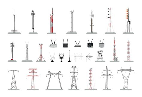 Set Of Communication Towers 9502331 Vector Art At Vecteezy