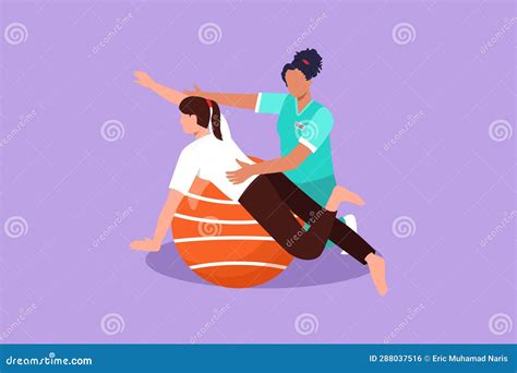 Cartoon Flat Style Drawing Physiotherapy Rehabilitation Isometric