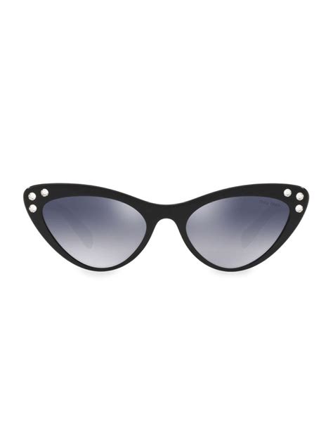 Miu Miu Cat Eye Crystal Sunglasses In Black Lyst