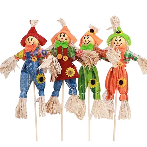 6 Pieces Halloween Scarecrow Decoration Fall Harvest Standing Scarecrow ...