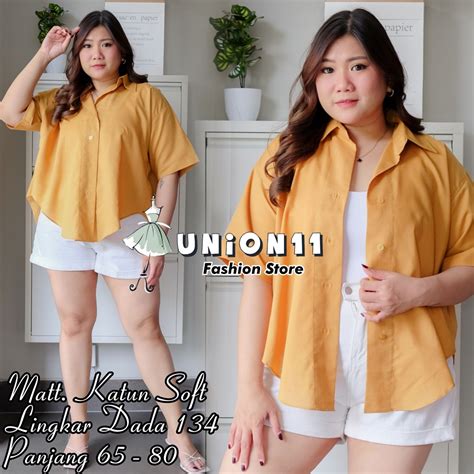 Jual UNION11 KEMEJA JUMBO XXXXL WANITA LD 130 ATASAN JUMBO WANITA