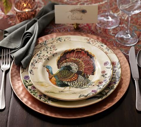 Botanical Harvest Turkey Dinner Plate Set Of 4 Potterybarn