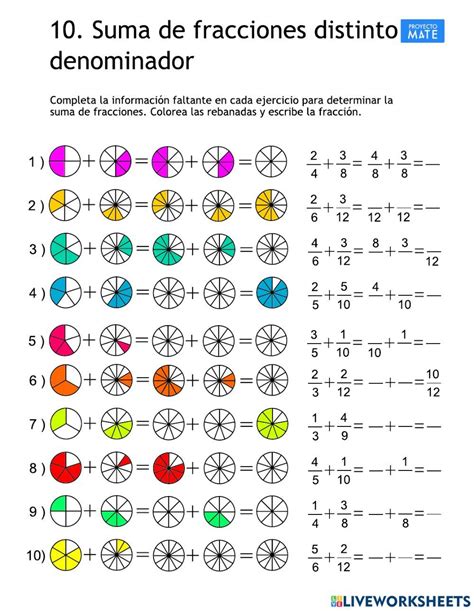 Suma De Fracciones Con Diferente Denominador Activity
